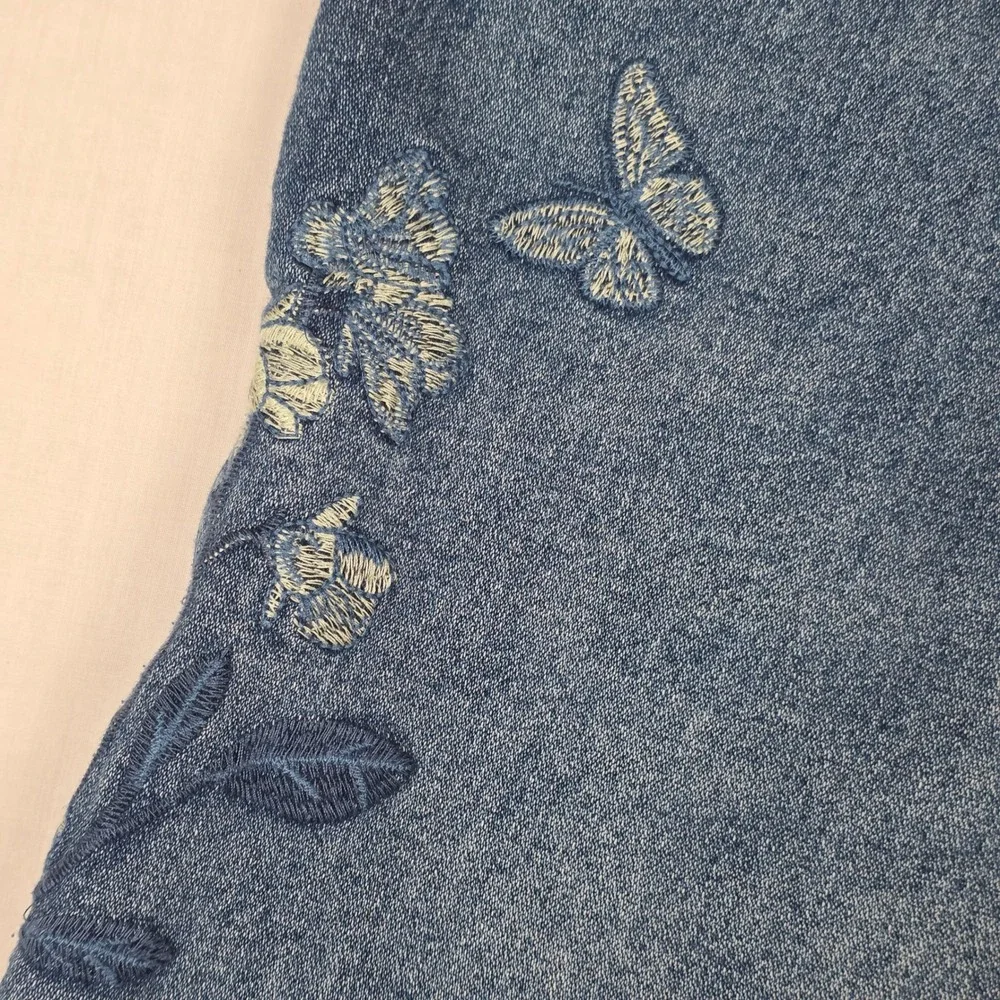 GG Jeans Embroidered Butterfly Cropped Jeans Womens 8 Blue Denim Cotton